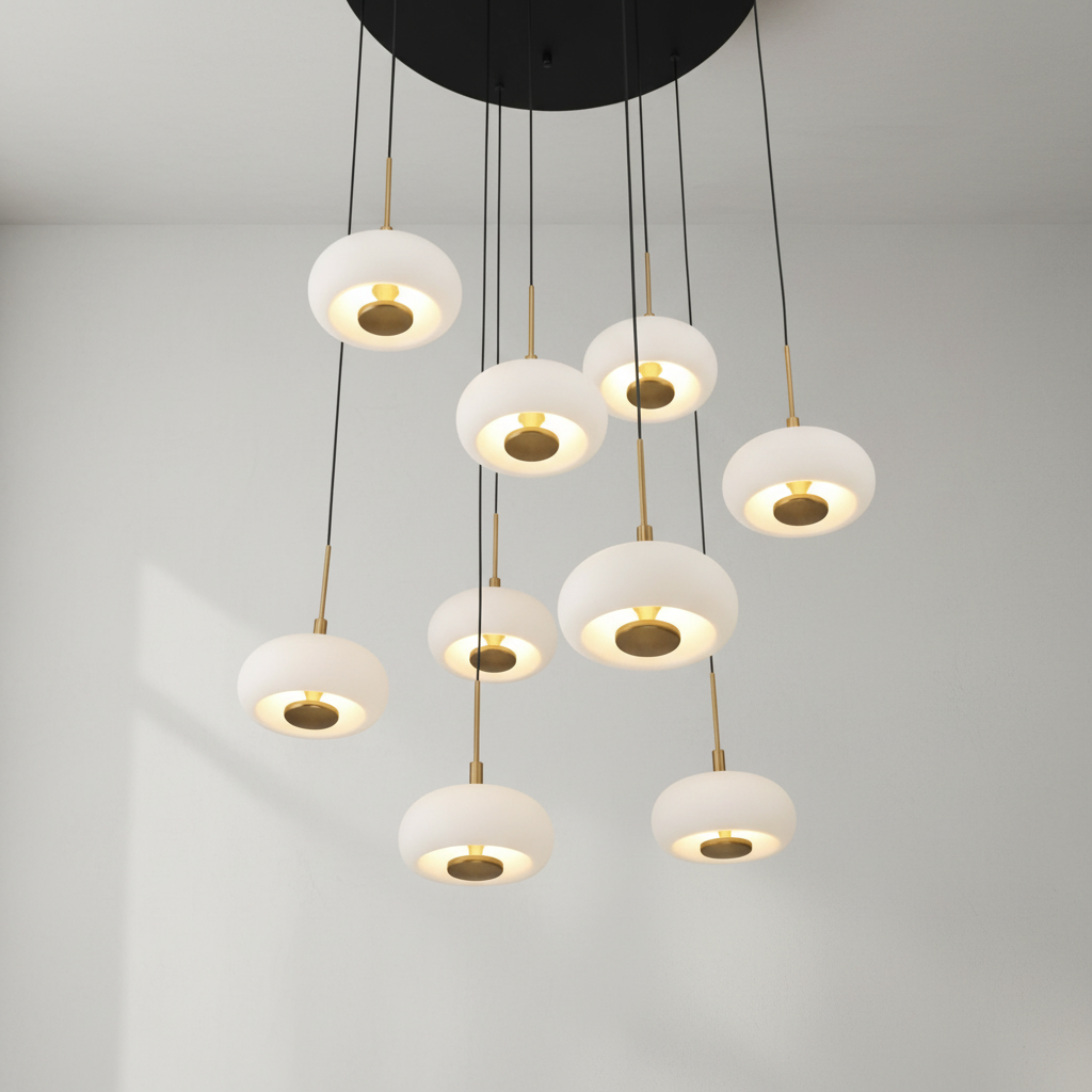 Riviko Celestial Orb 9-Light Round LED Chandelier - Background Shot