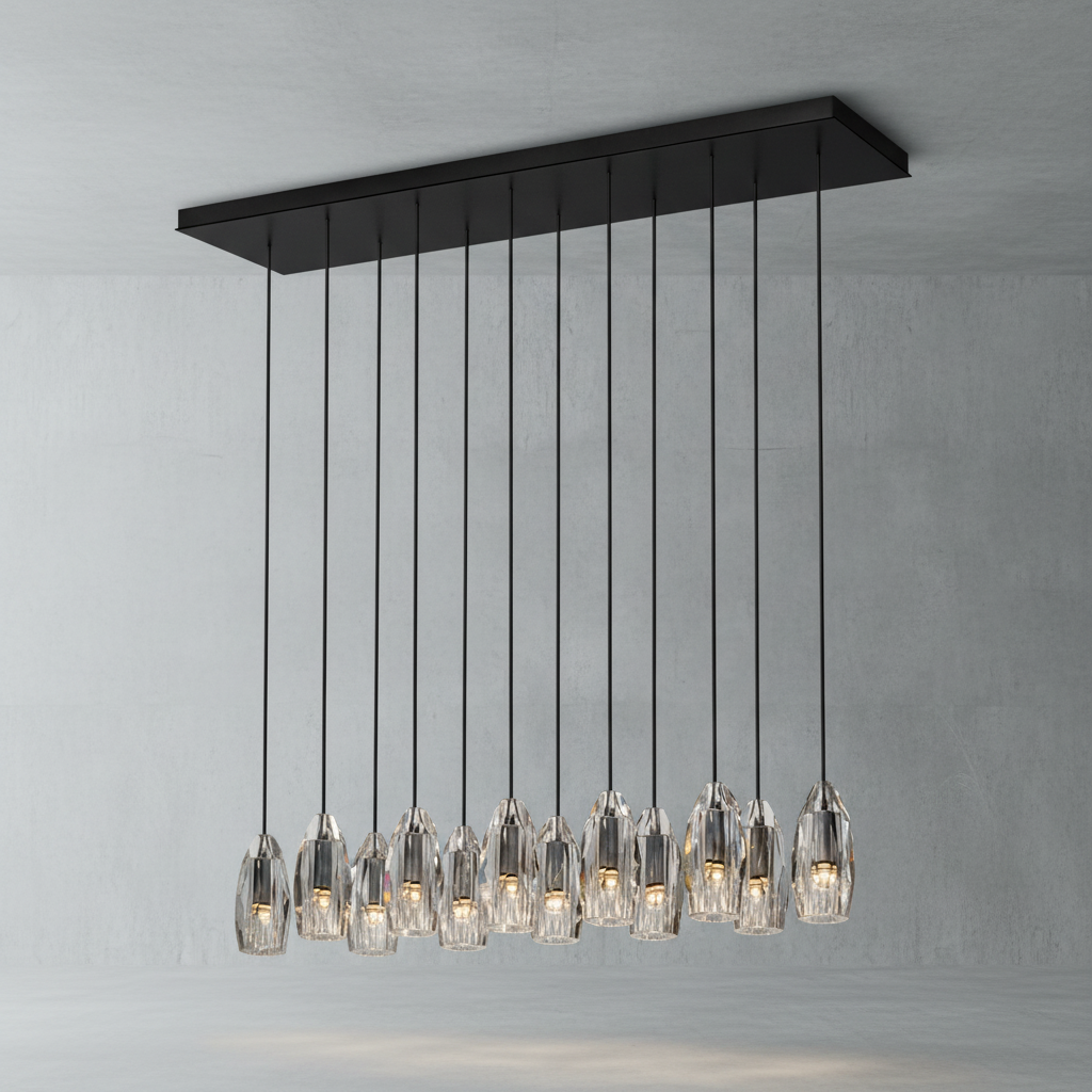 Riviko Veridian Linear Chandelier - Background Shot