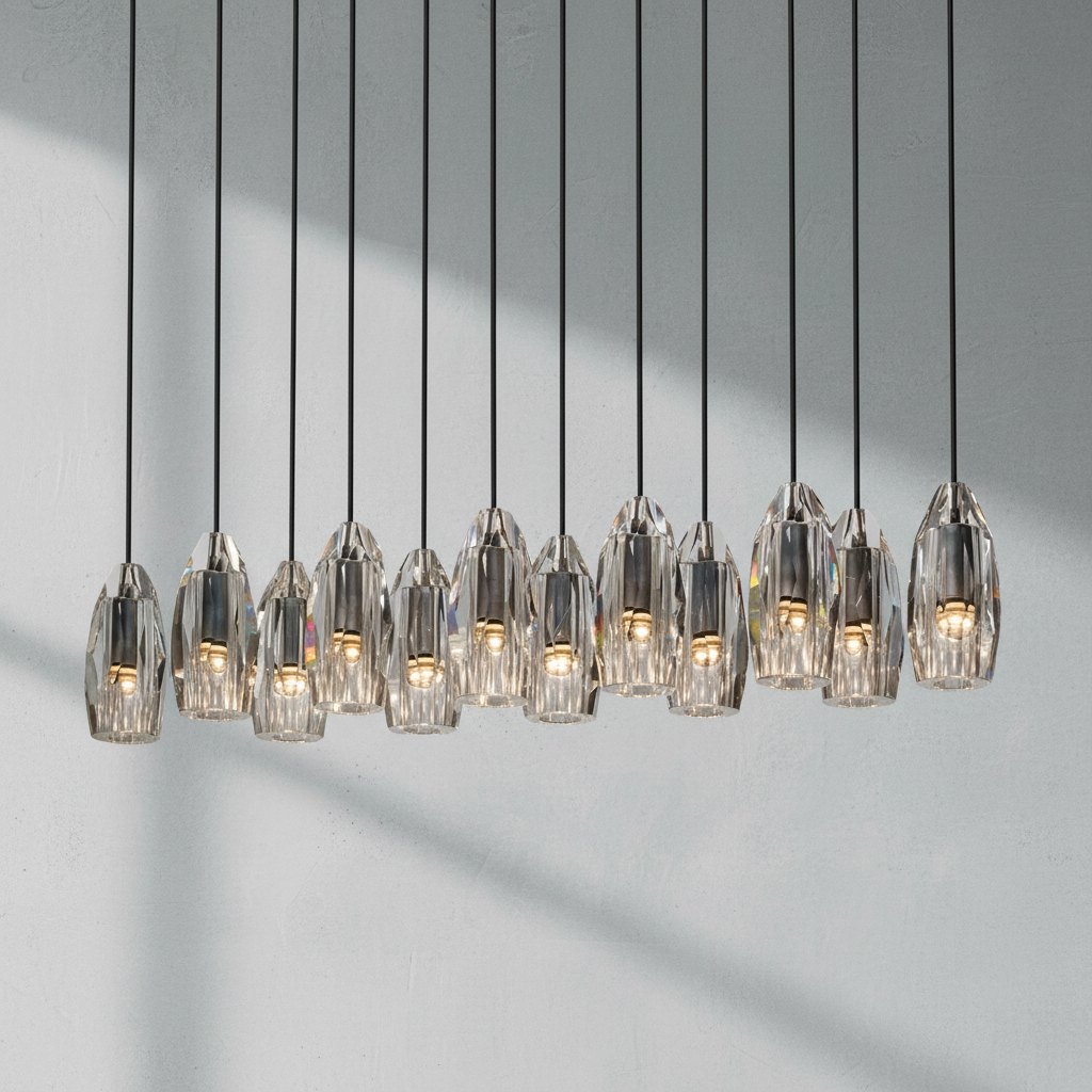 Riviko Veridian Linear Chandelier - Background Shot