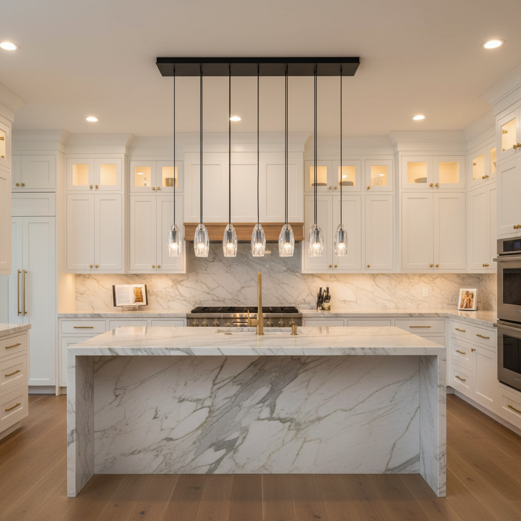 Riviko Veridian Linear Chandelier - upscale American kitchen