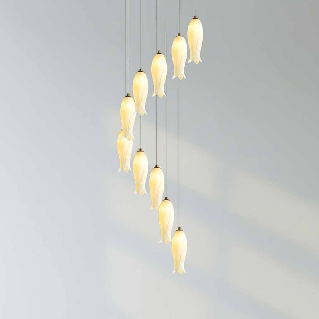 Riviko Porcelain Petal Grand Cascade Chandelier - Background Shot
