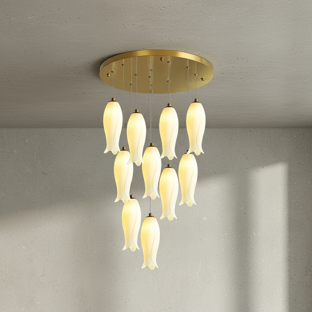 Riviko Porcelain Petal Grand Cascade Chandelier - Background Shot