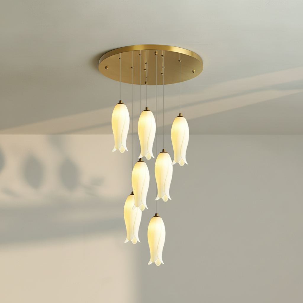 Riviko Porcelain Petal Grand Cascade Chandelier - Background Shot