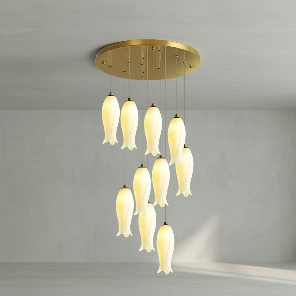 Riviko Porcelain Petal Grand Cascade Chandelier - Background Shot