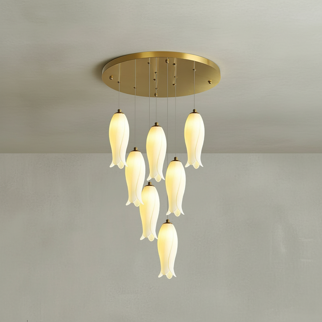 Riviko Porcelain Petal Grand Cascade Chandelier - Background Shot