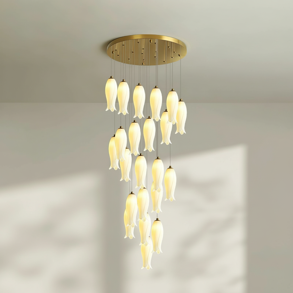 Riviko Porcelain Petal Grand Cascade Chandelier - Background Shot