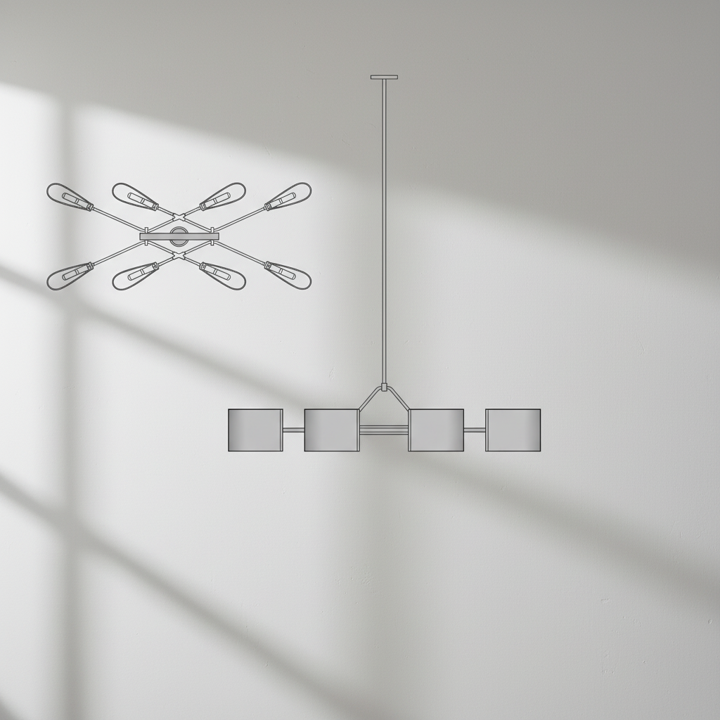 Riviko Aura Linear Brass Chandelier - Background Shot