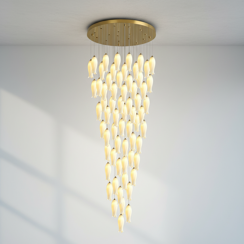 Riviko Porcelain Petal Grand Cascade Chandelier - Background Shot