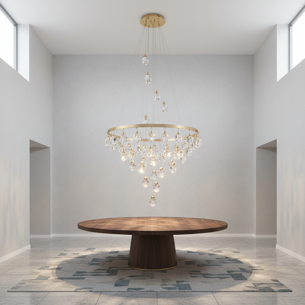 Riviko Radiant Cascade Crystal Chandelier - Background Shot