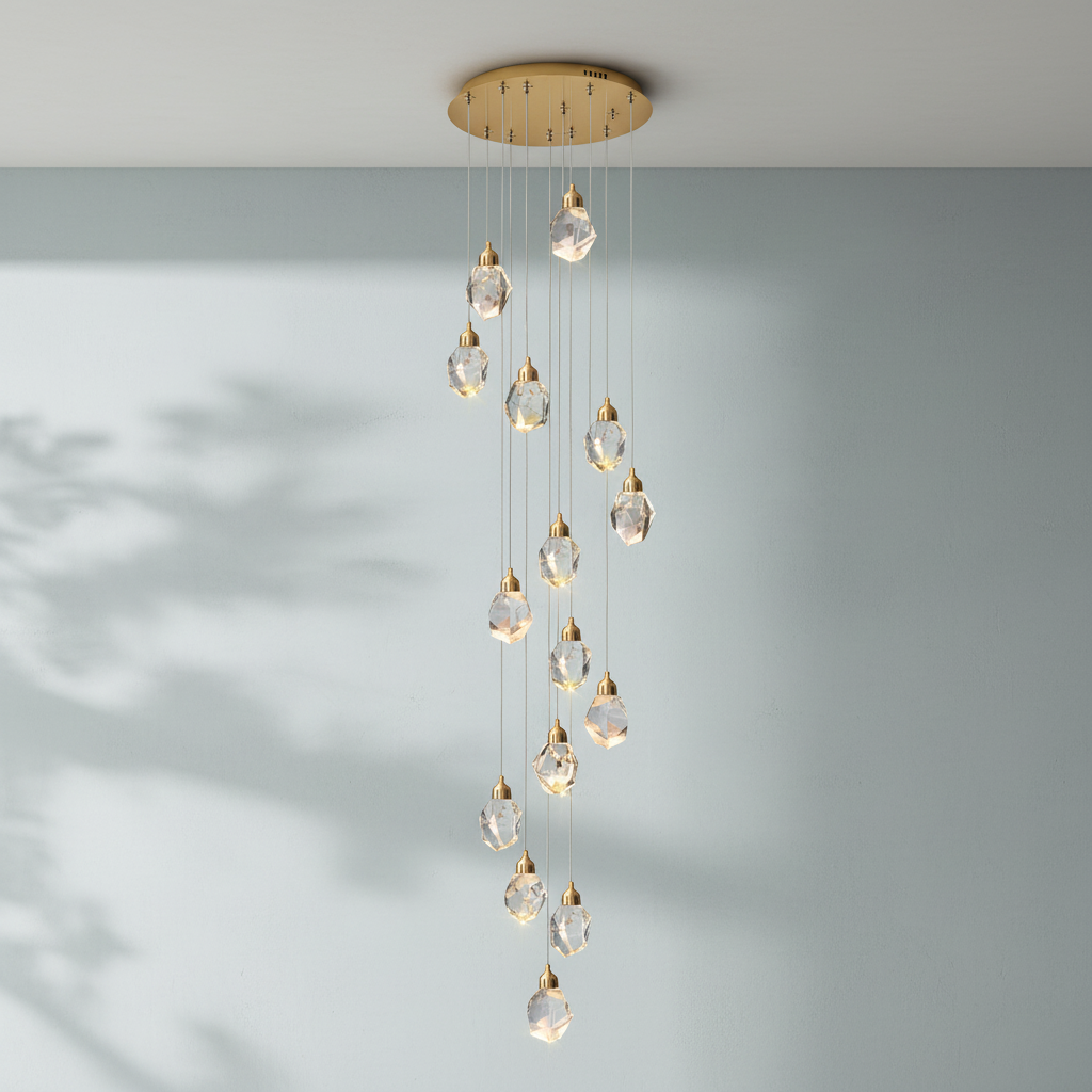 Riviko Radiant Cascade Crystal Chandelier - Background Shot