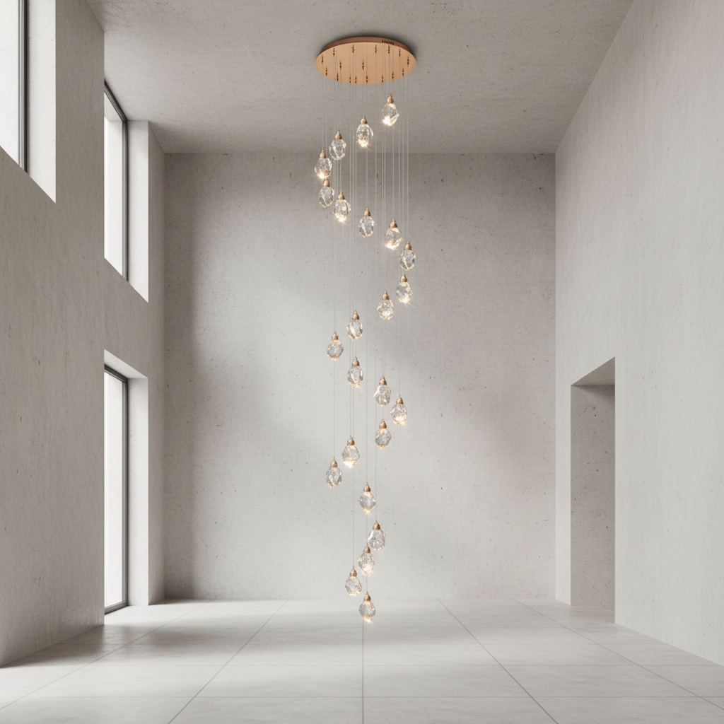 Riviko Radiant Cascade Crystal Chandelier - Background Shot