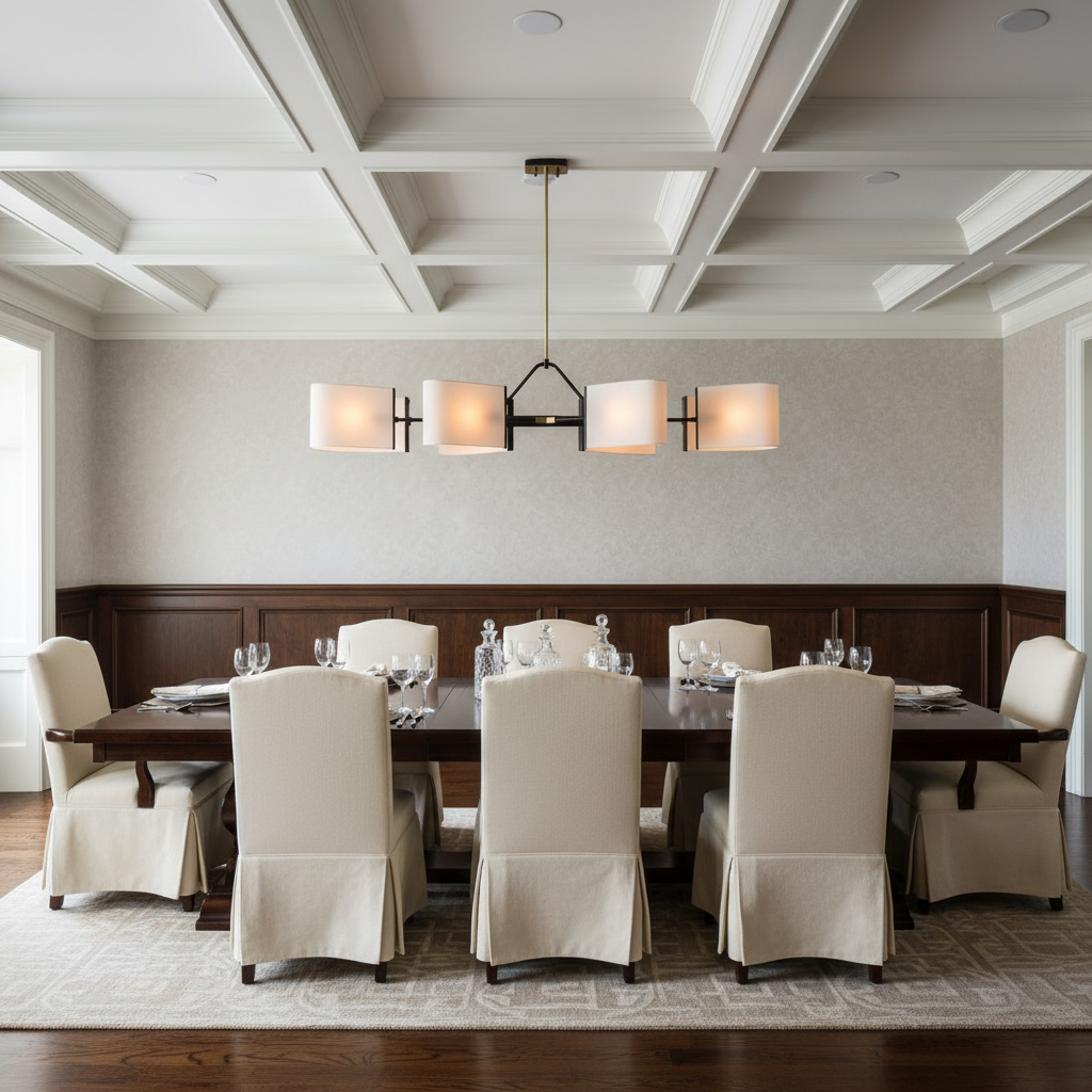 Riviko Aura Linear Brass Chandelier - formal American dining room