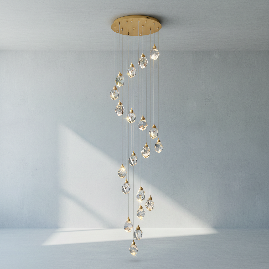 Riviko Radiant Cascade Crystal Chandelier - Background Shot