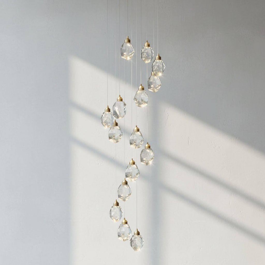 Riviko Modern Crystal Chandelier Foyer Living Room Droplight Hall Decoration Lights - Studio Shot