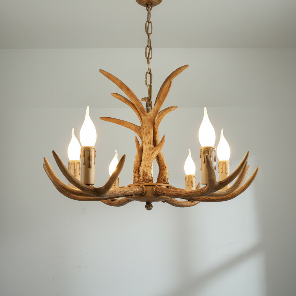 Riviko Rustic Antler Candelabra Chandelier - Background Shot