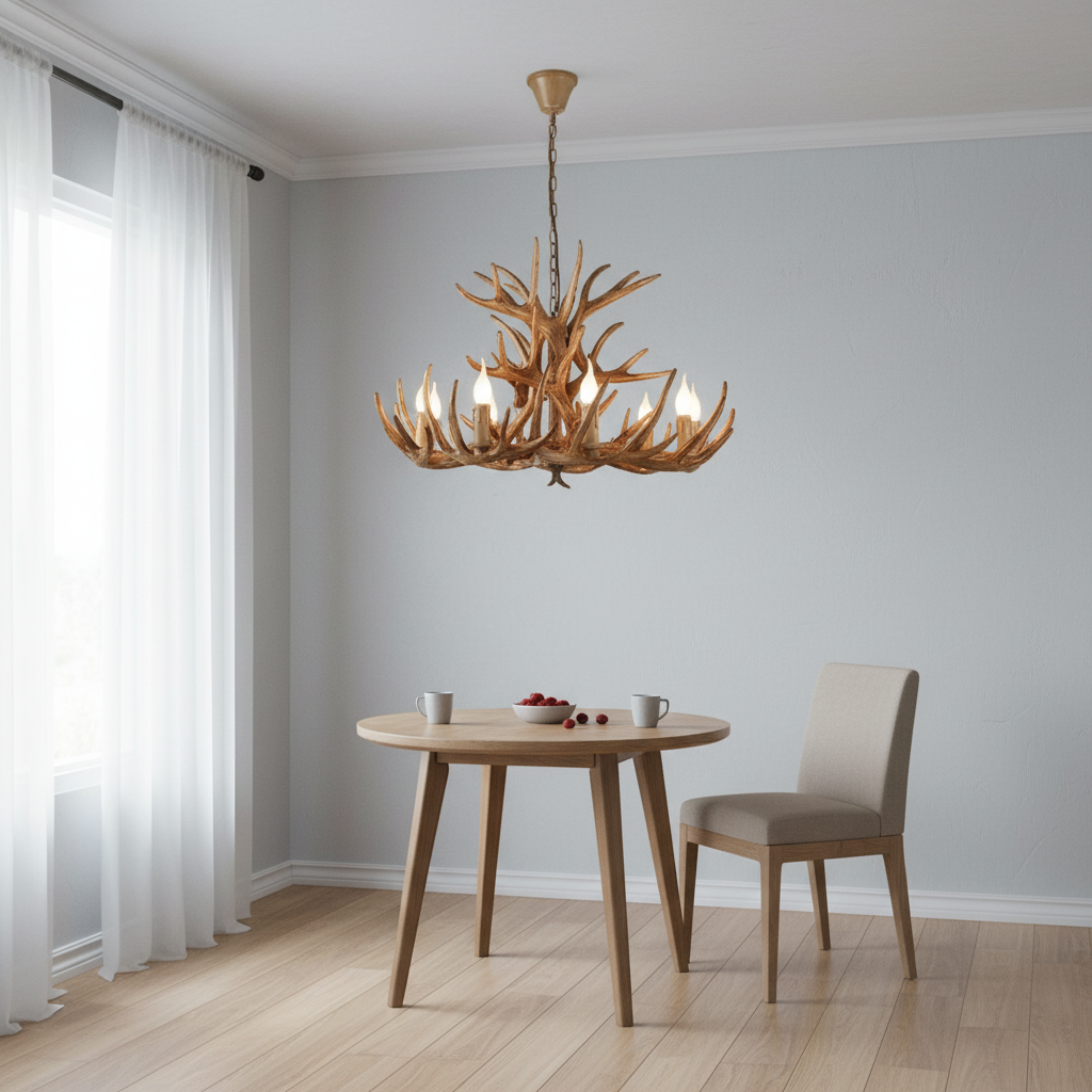 Riviko Rustic Antler Candelabra Chandelier - Background Shot