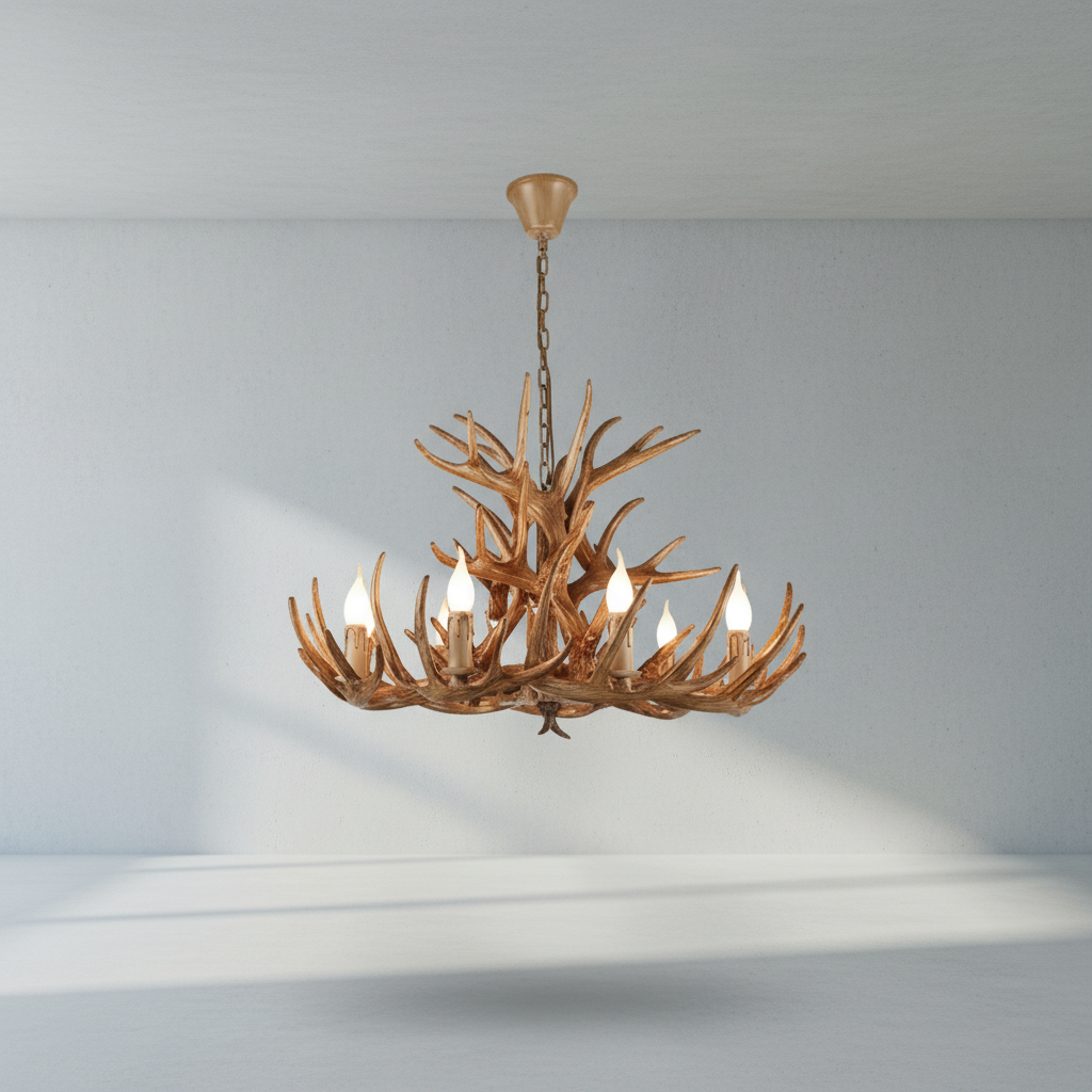 Riviko Rustic Antler Candelabra Chandelier - Background Shot
