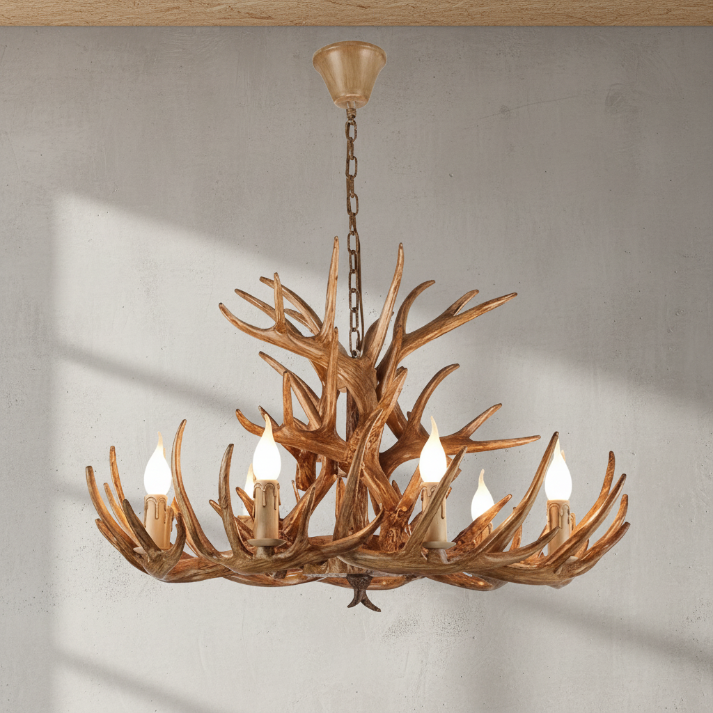 Riviko Rustic Antler Candelabra Chandelier - Background Shot