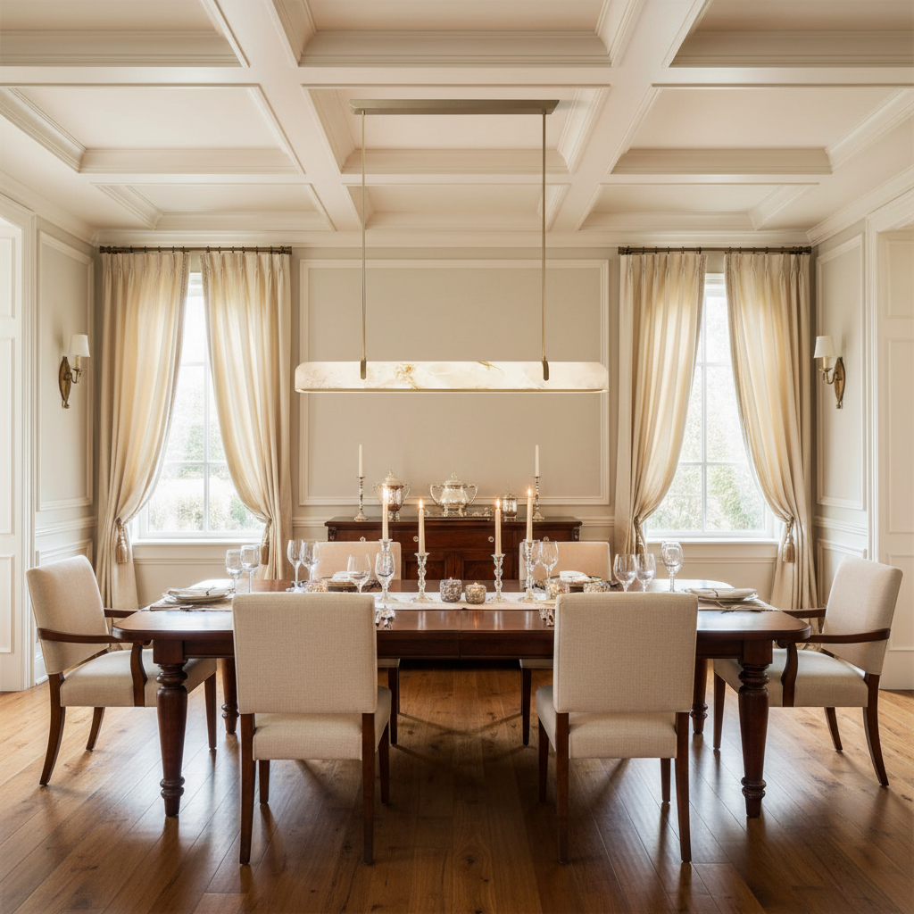 Riviko Alabaster Aura Linear Chandelier - American transitional dining room