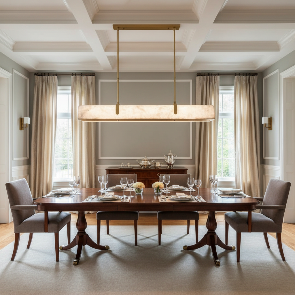 Riviko JC Linear Alabaster Chandelier - American transitional dining room