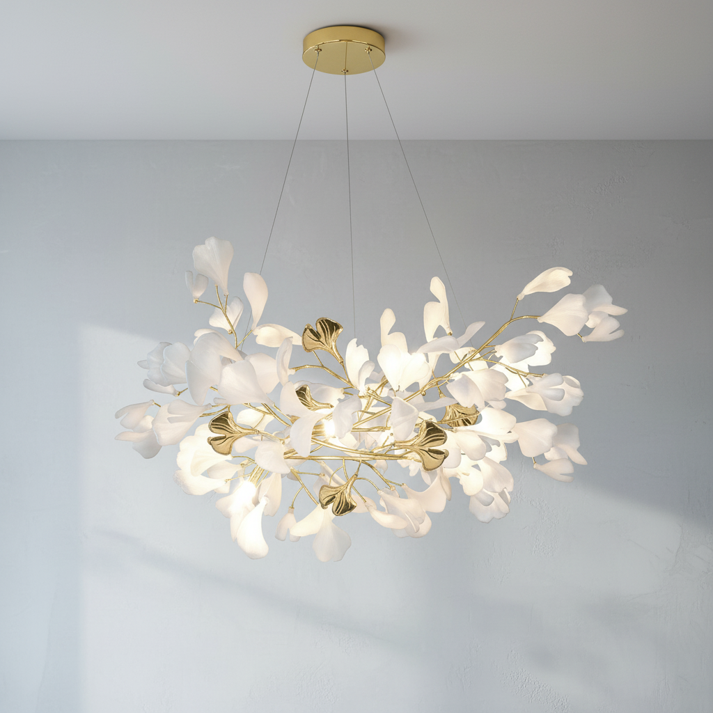 Riviko Ginkgo Bloom Linear Chandelier - Background Shot