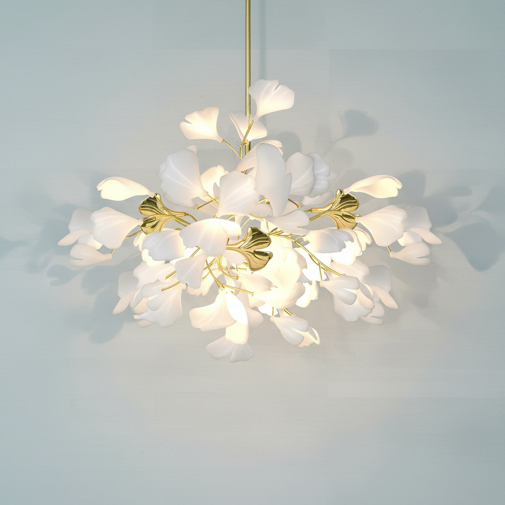Riviko Ginkgo Bloom Linear Chandelier - Background Shot