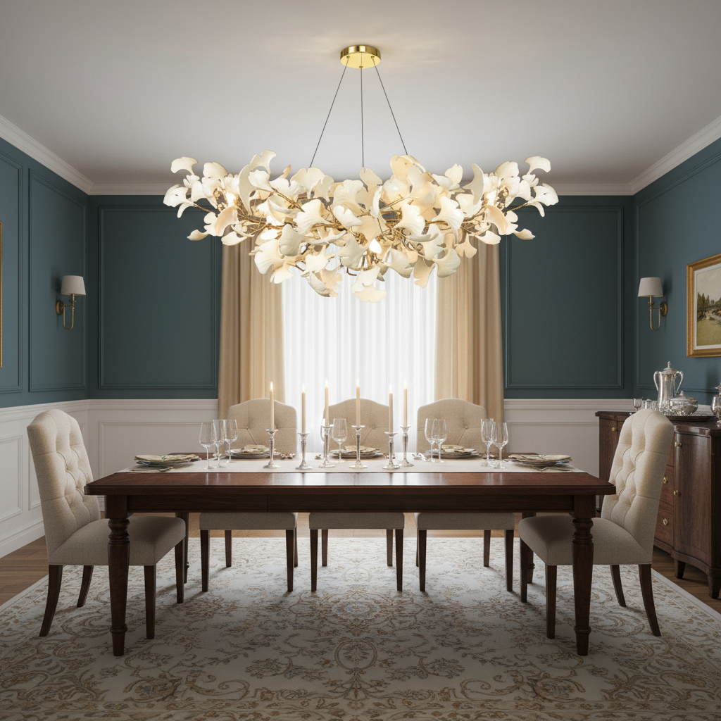 Riviko Ginkgo Bloom Linear Chandelier - American transitional dining room