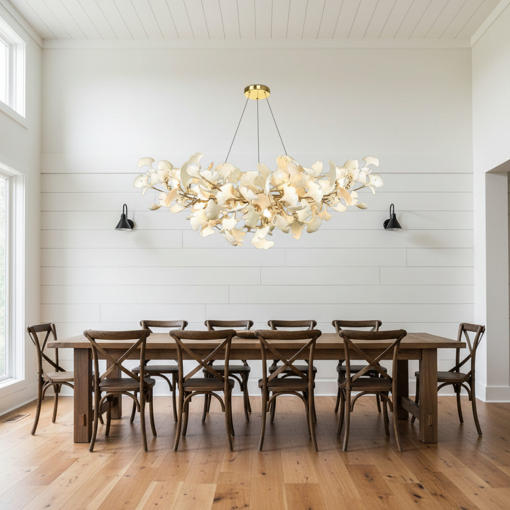 Riviko Ginkgo Bloom Linear Chandelier - modern American farmhouse dining room
