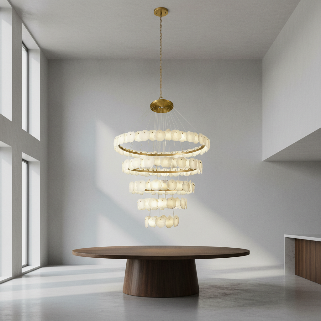 Riviko Aura Tiered Circular Alabaster Chandelier - Background Shot
