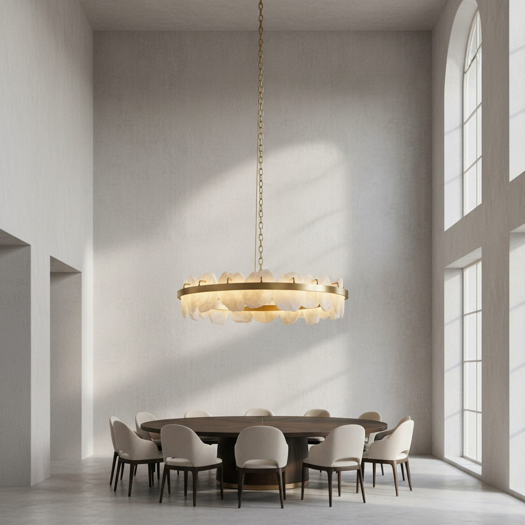 Riviko Aura Tiered Circular Alabaster Chandelier - Background Shot