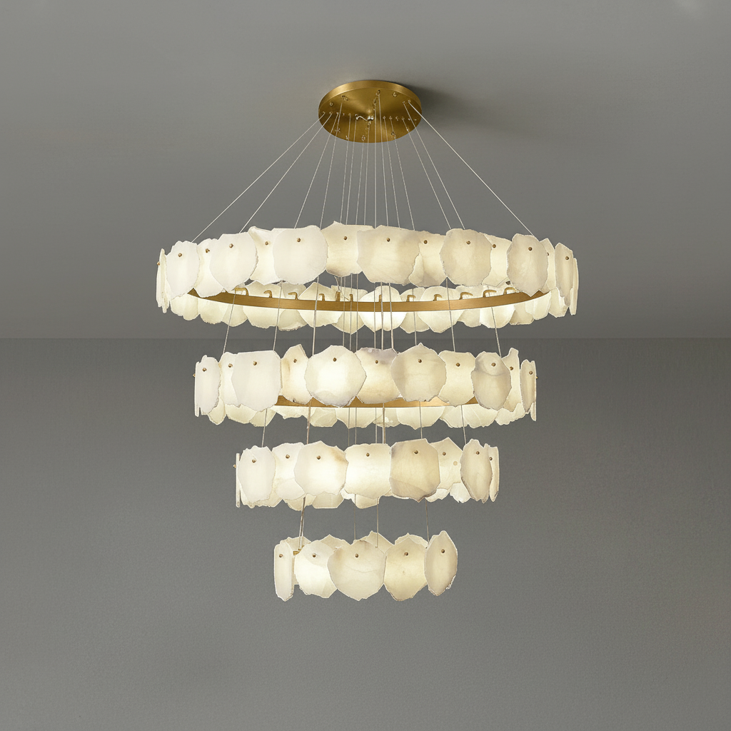 Riviko Aura Tiered Circular Alabaster Chandelier - Background Shot