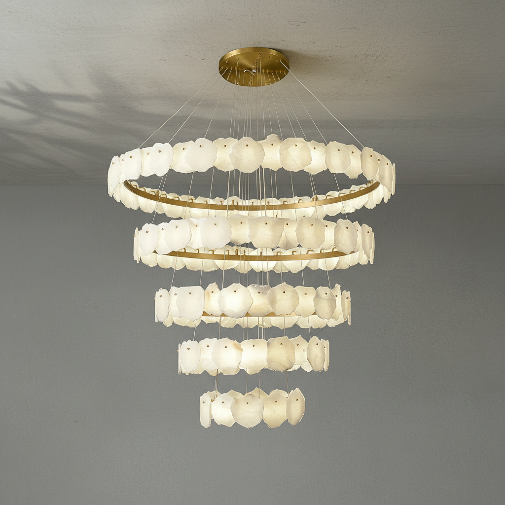 Riviko Aura Tiered Circular Alabaster Chandelier - Background Shot