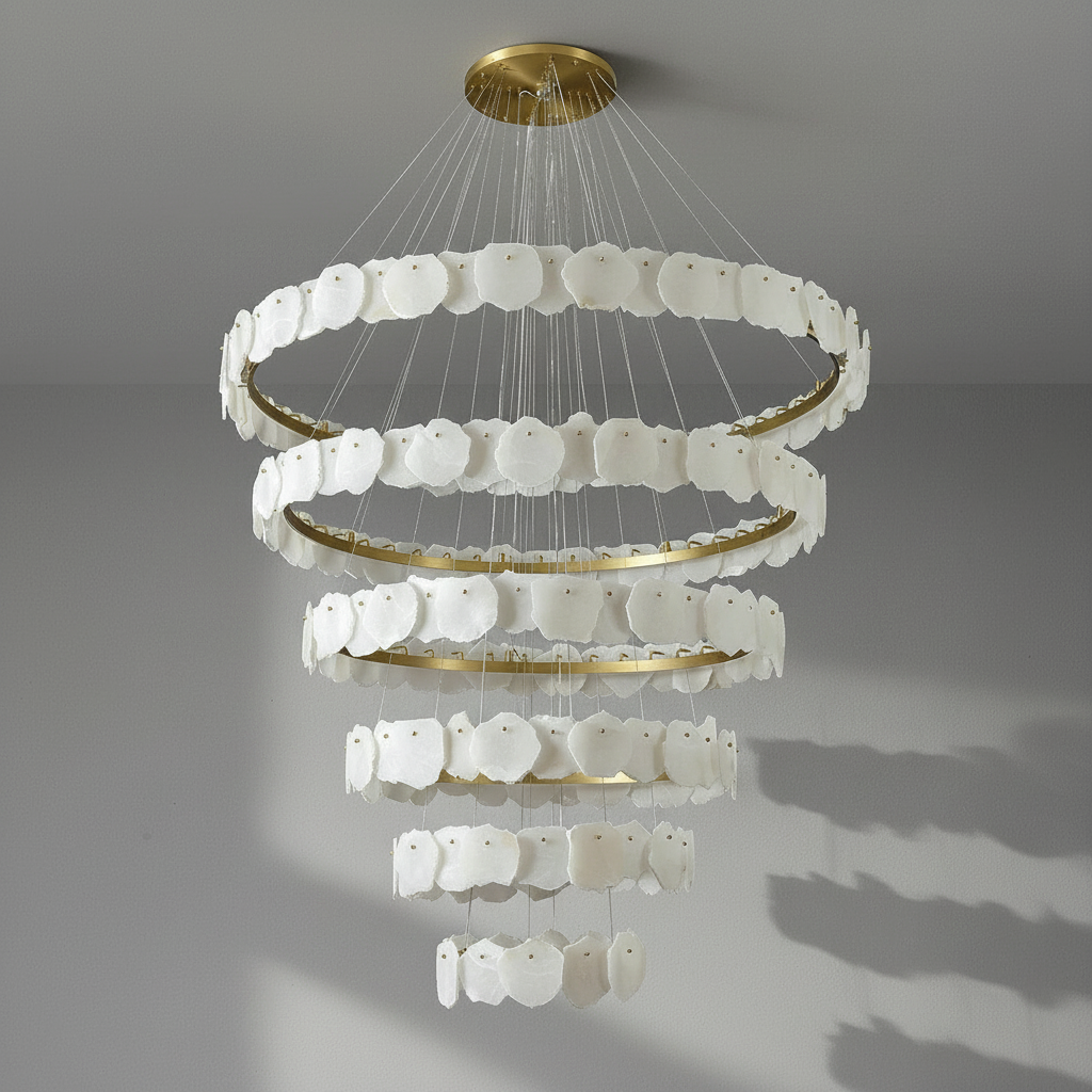Riviko Aura Tiered Circular Alabaster Chandelier - Background Shot