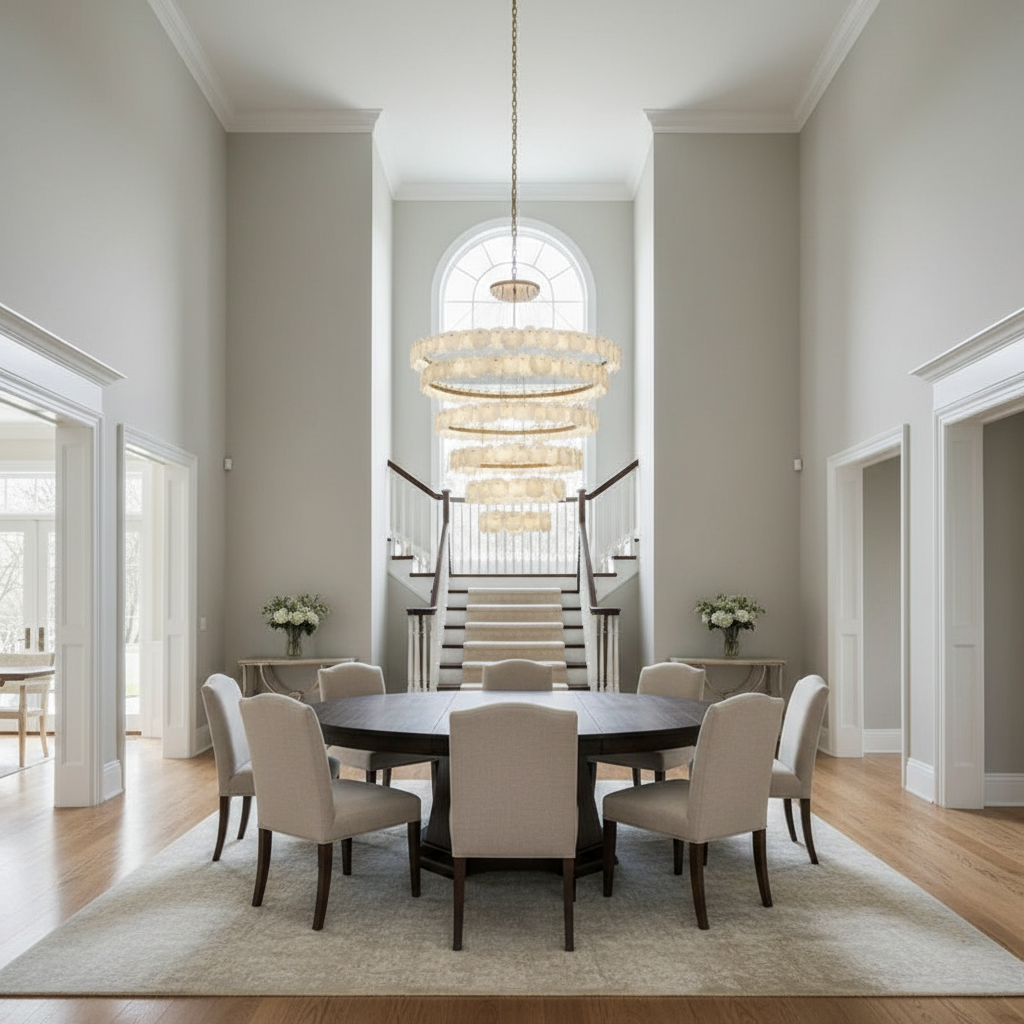 Riviko Aura Tiered Circular Alabaster Chandelier - Background Shot