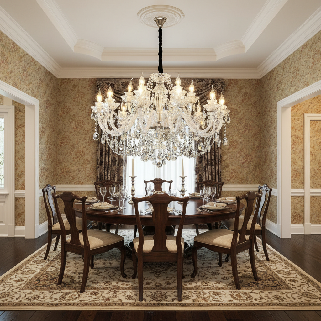Riviko Heirloom Crystal Candle Chandelier - formal American dining room