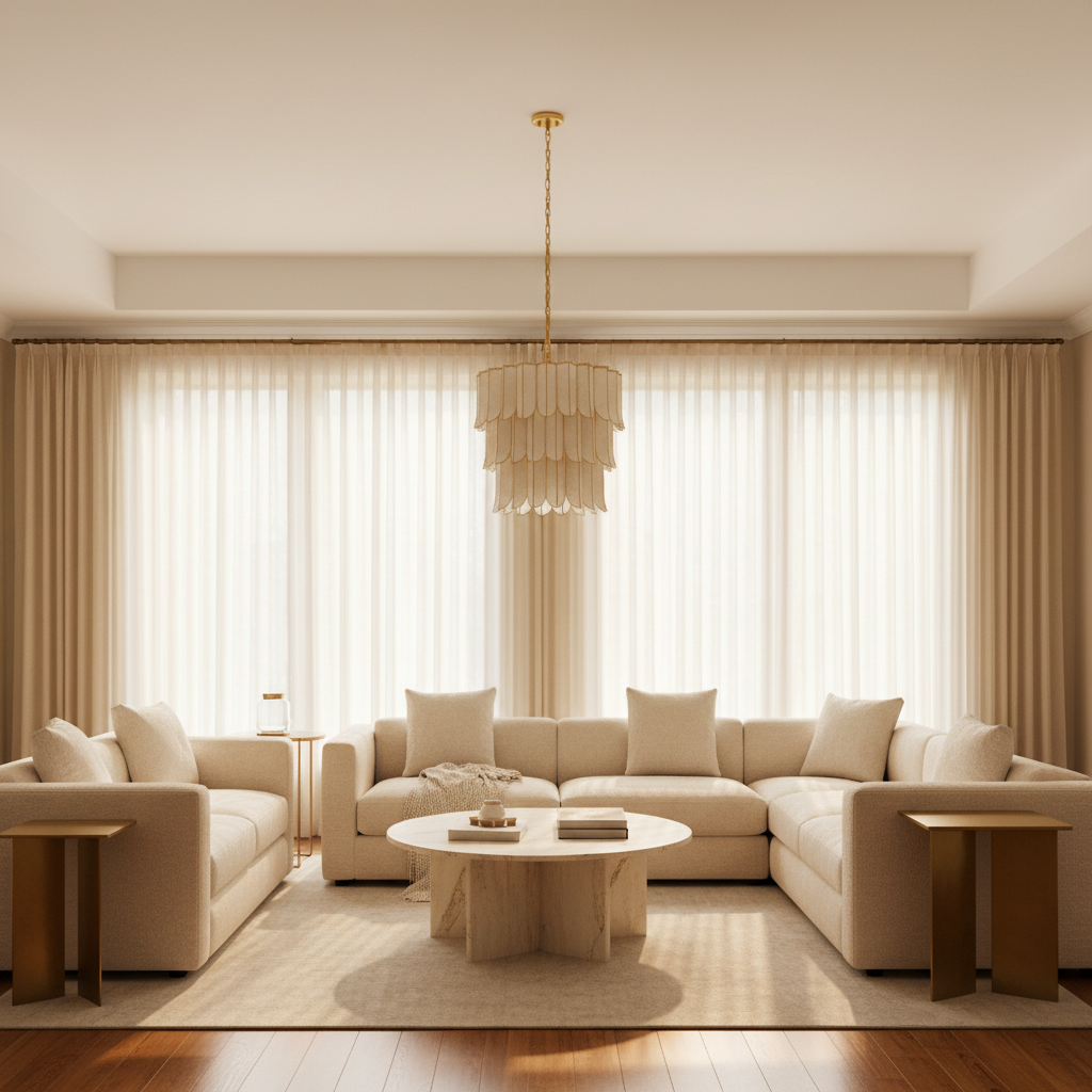 Riviko Capiz Bloom Vintage Gold Leaf Chandelier - sophisticated American living room