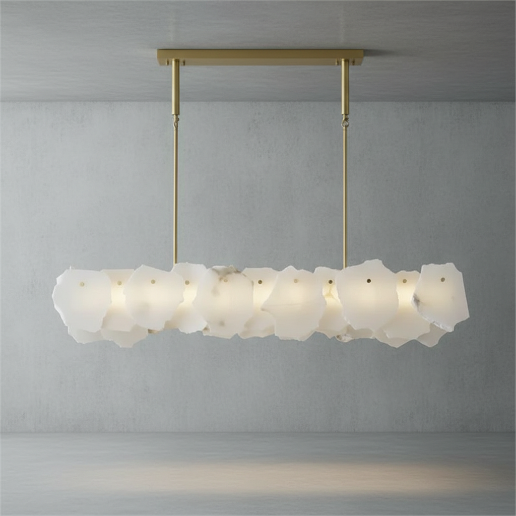Riviko Veridian Oval Alabaster Chandelier - Background Shot