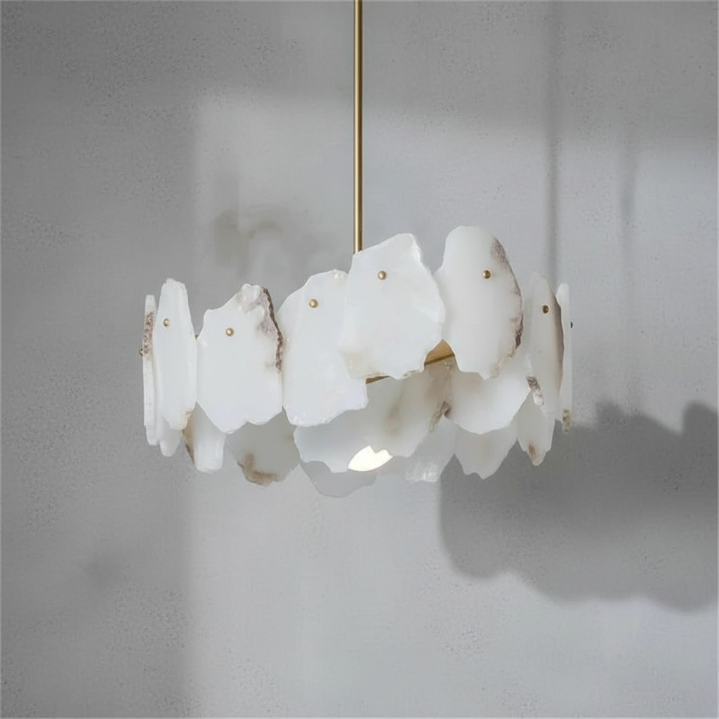 Riviko Veridian Oval Alabaster Chandelier - Background Shot
