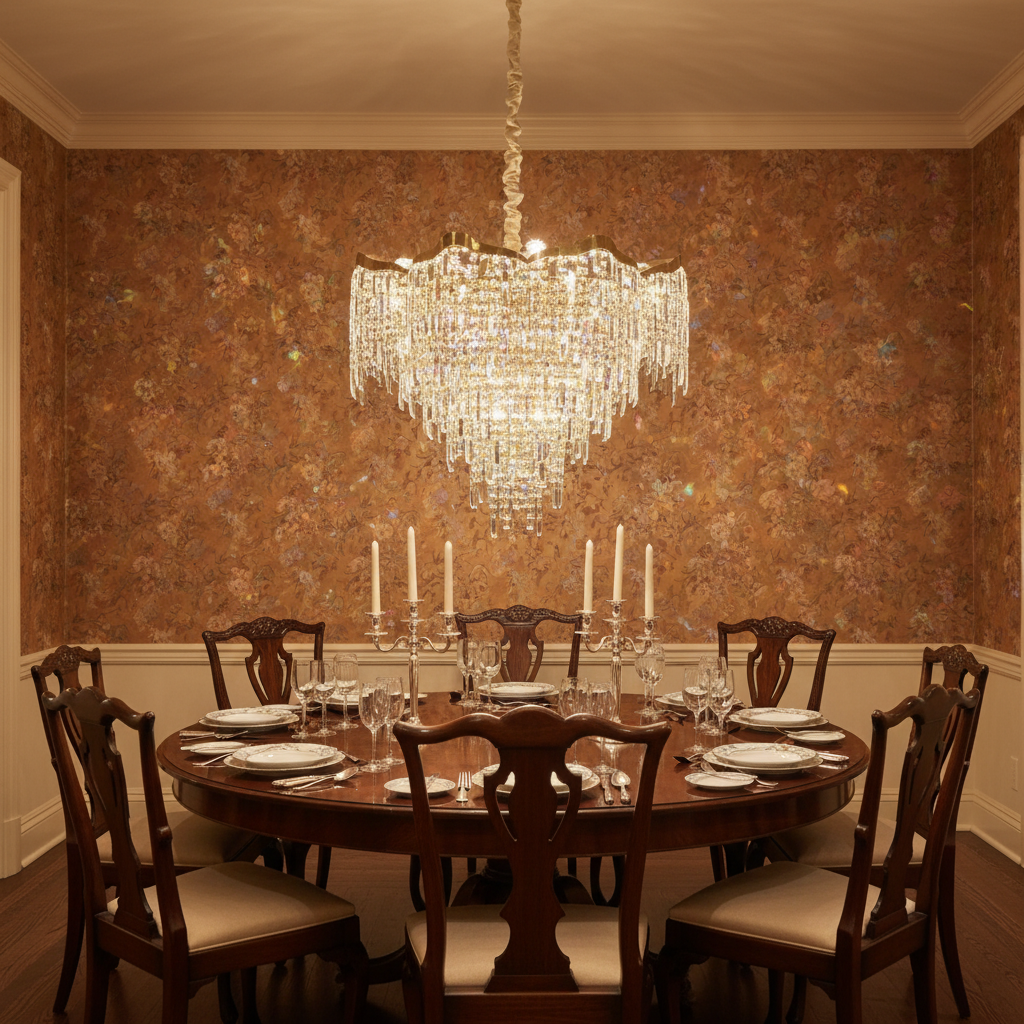 Riviko Radiant Aura Round Crystal Chandelier - formal American dining room