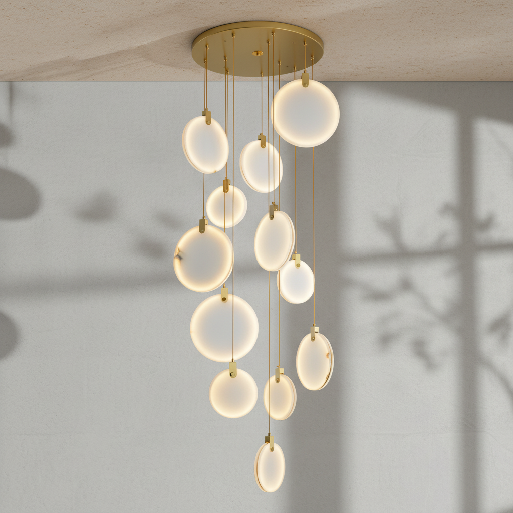 Riviko Veridian Cuboid Alabaster Chandelier - Background Shot