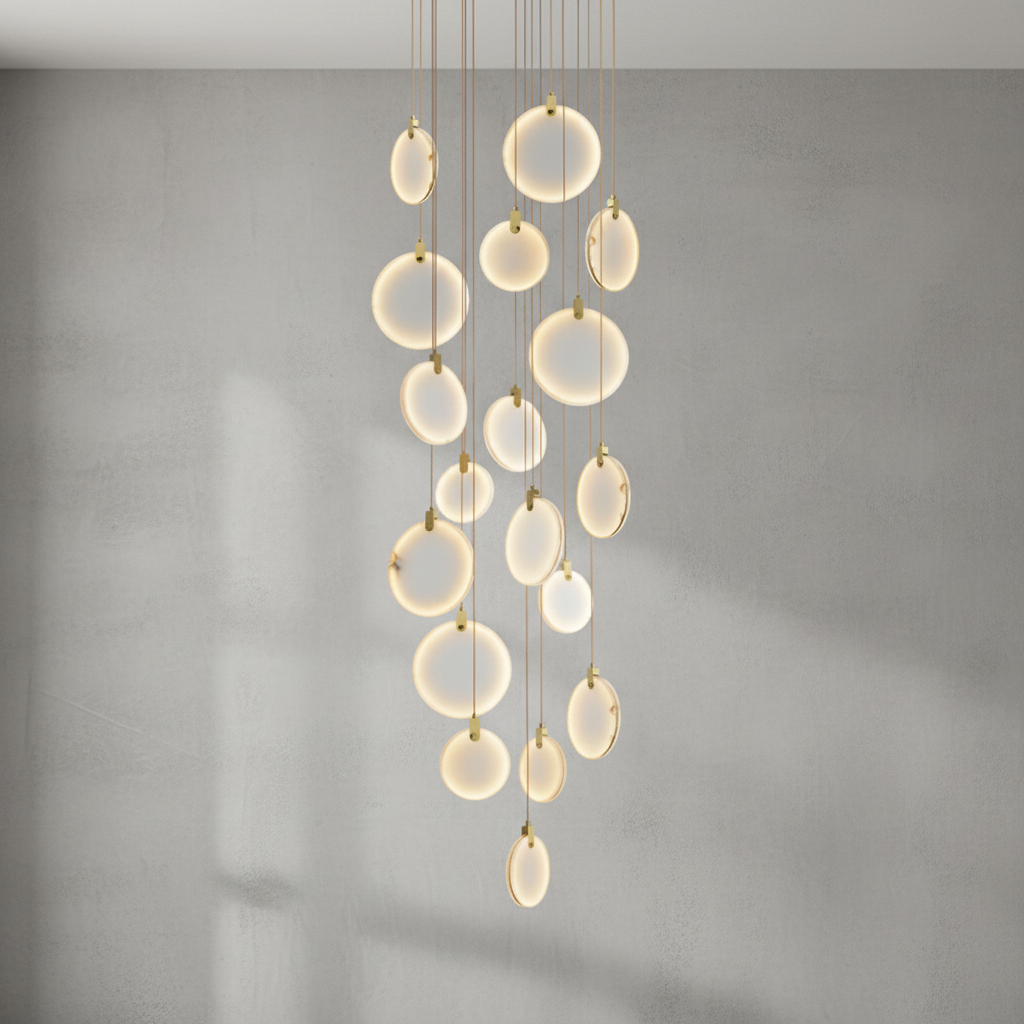 Riviko Veridian Cuboid Alabaster Chandelier - Background Shot