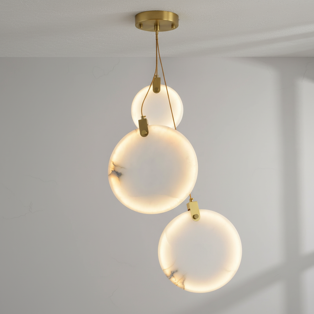 Riviko Veridian Cuboid Alabaster Chandelier - Background Shot