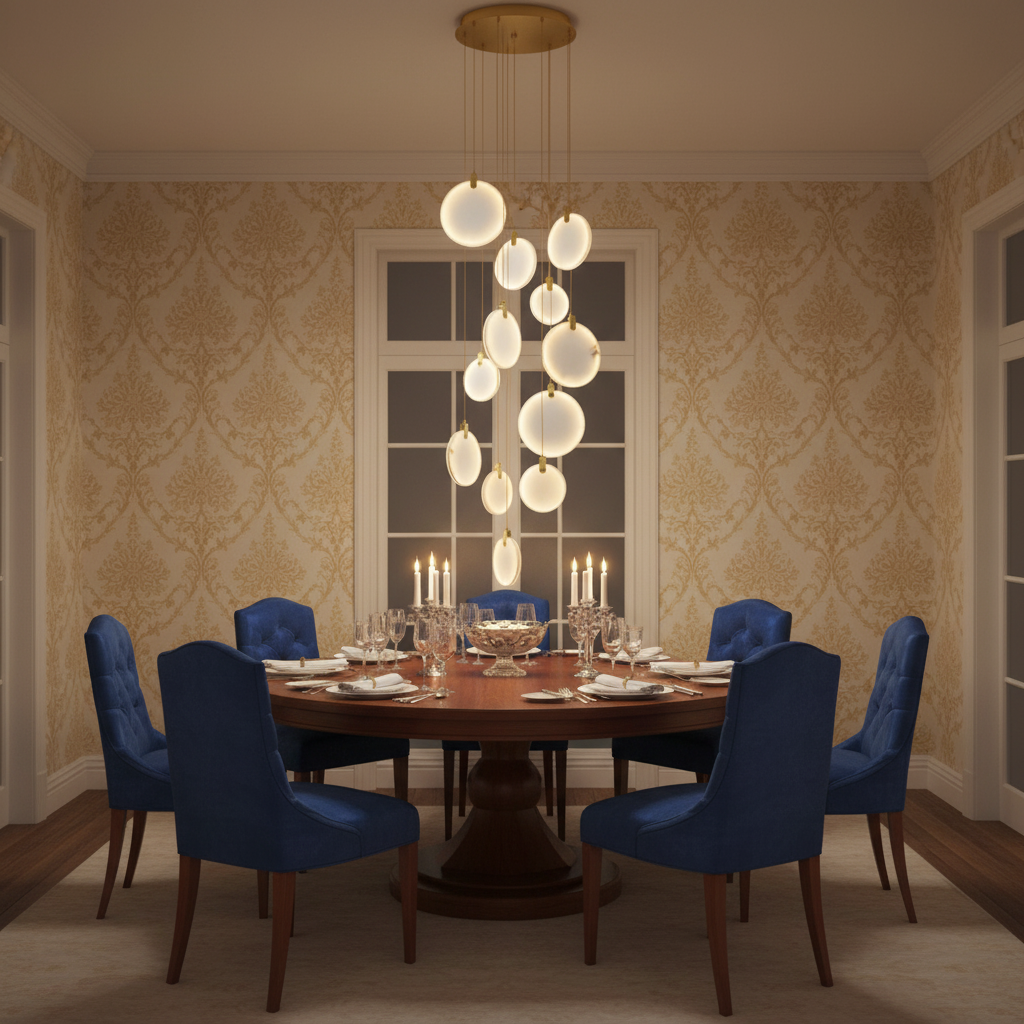 Riviko Veridian Cuboid Alabaster Chandelier - formal American dining room