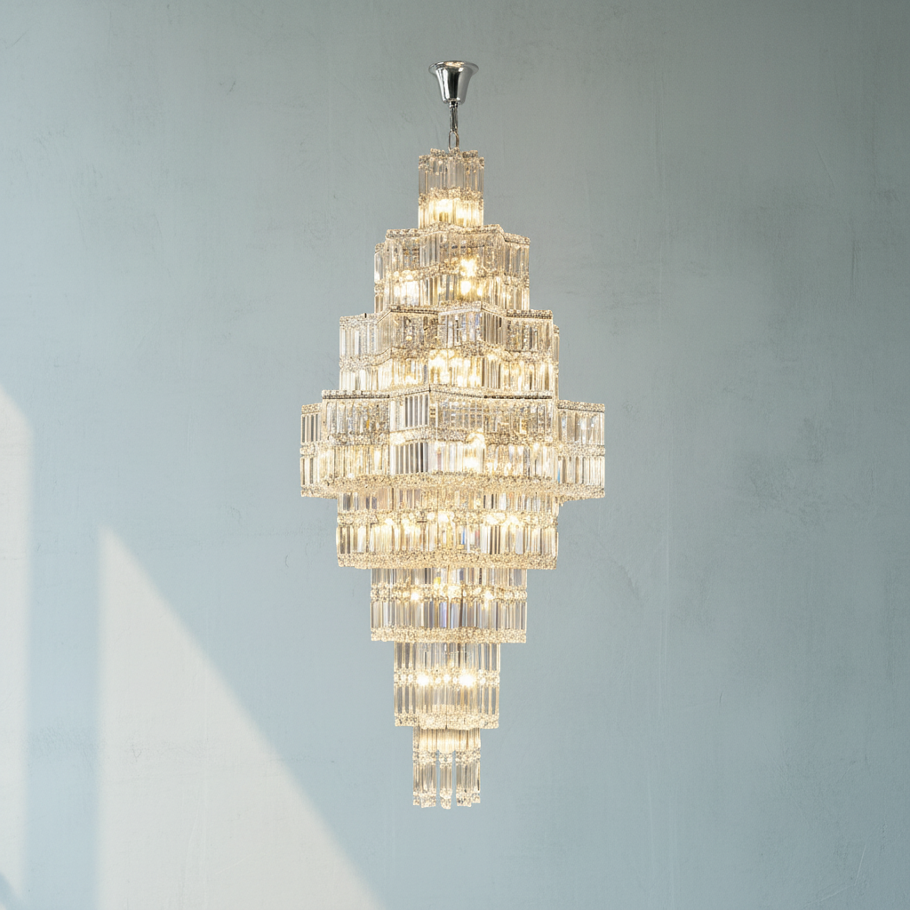 Riviko Grand Plaza Multi-Tier Crystal Chandelier - Background Shot