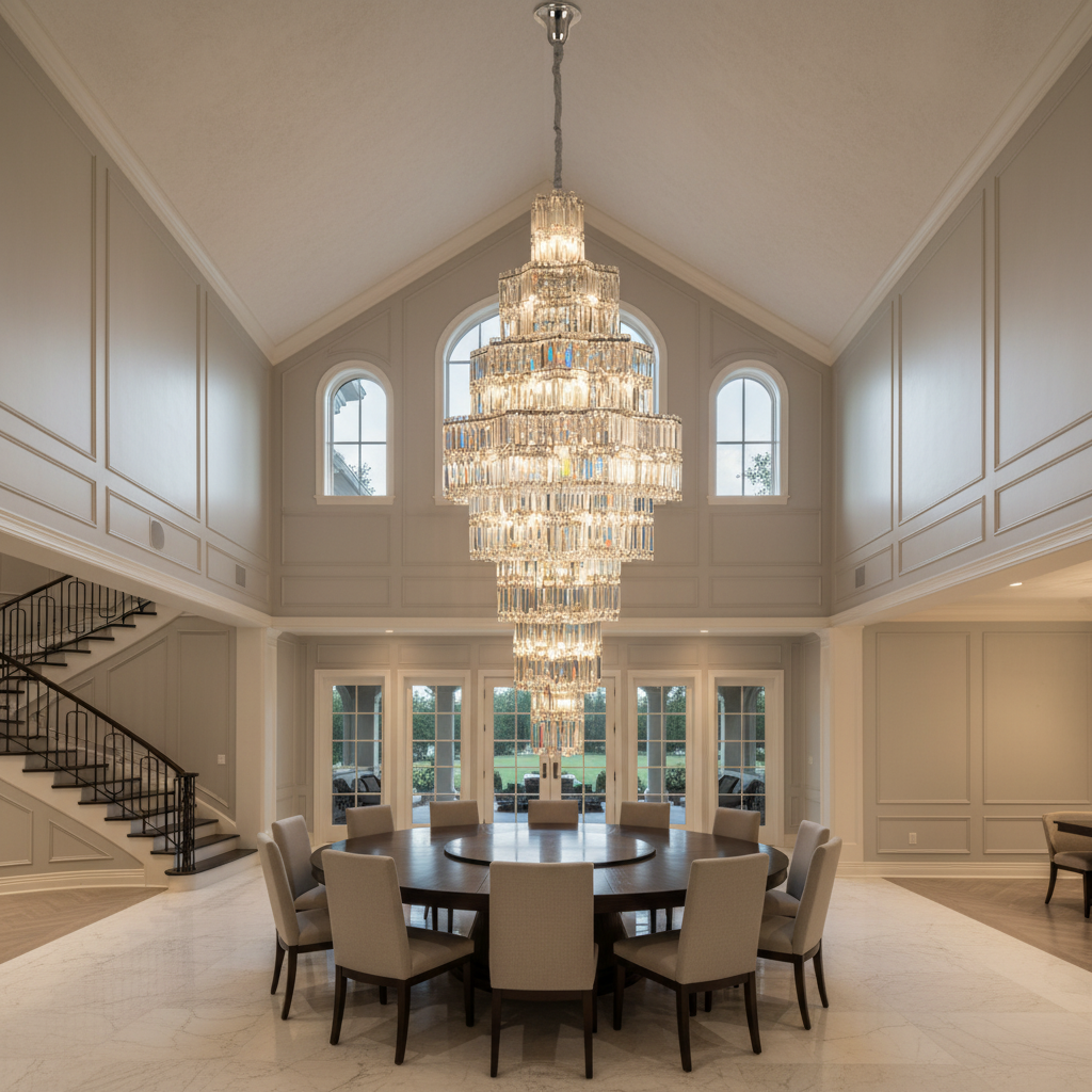 Riviko Grand Plaza Multi-Tier Crystal Chandelier - Background Shot