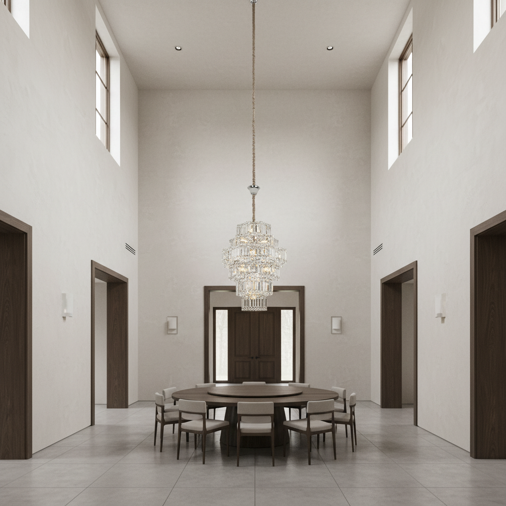 Riviko Grand Plaza Multi-Tier Crystal Chandelier - Background Shot