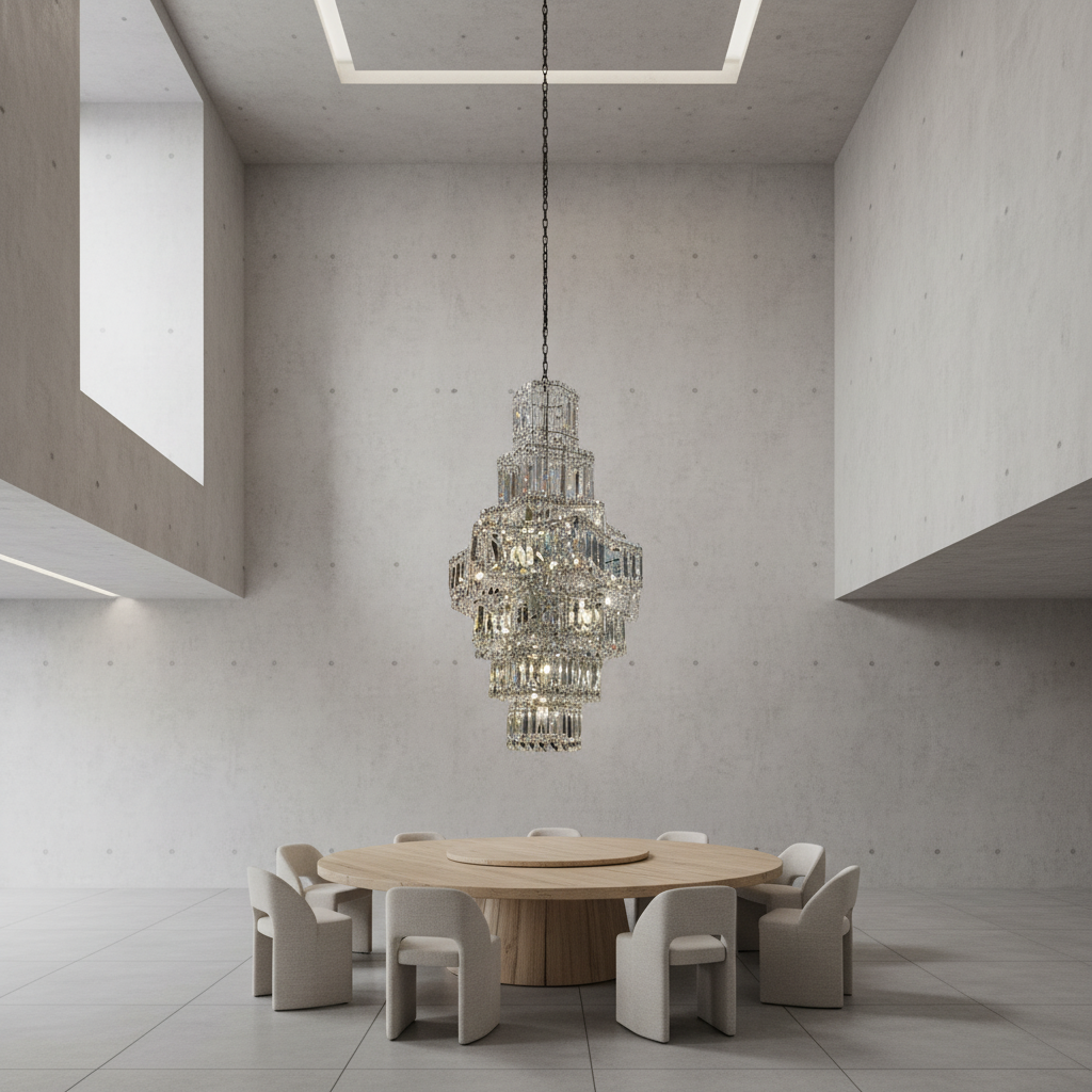Riviko Grand Plaza Multi-Tier Crystal Chandelier - Background Shot