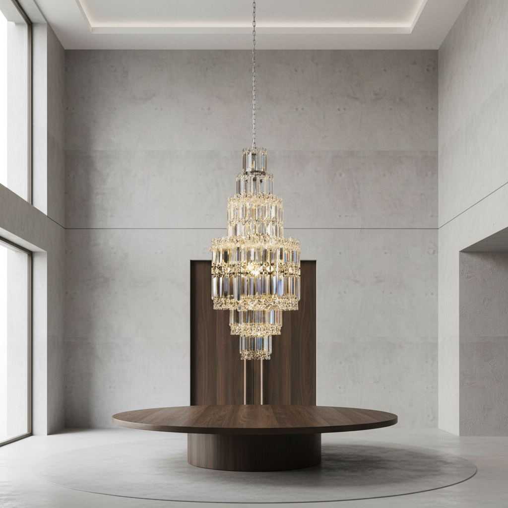 Riviko Grand Plaza Multi-Tier Crystal Chandelier - Background Shot