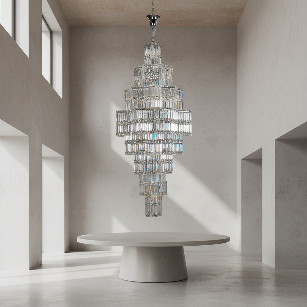 Riviko Grand Plaza Multi-Tier Crystal Chandelier - Background Shot