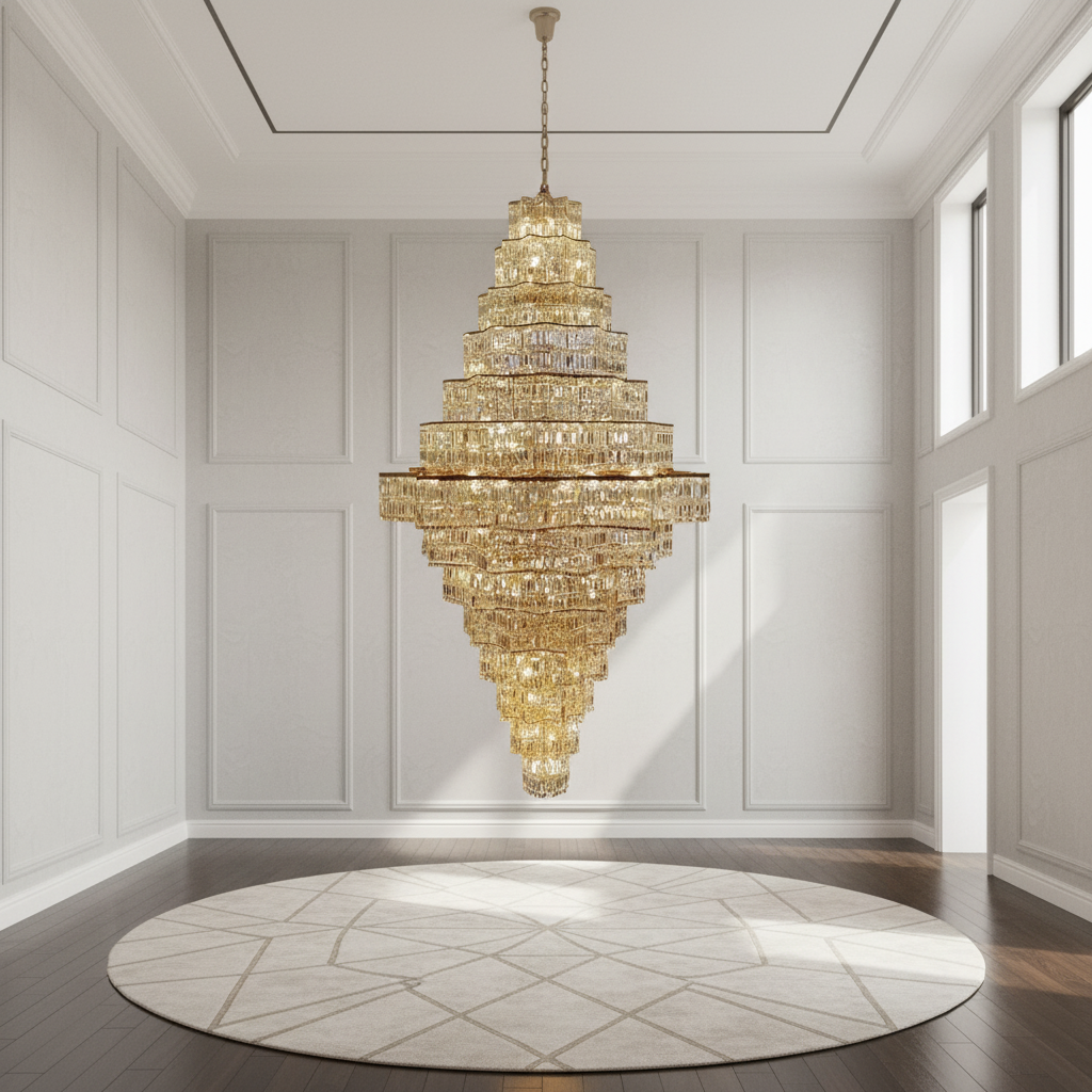 Riviko Grand Plaza Multi-Tier Crystal Chandelier - Background Shot